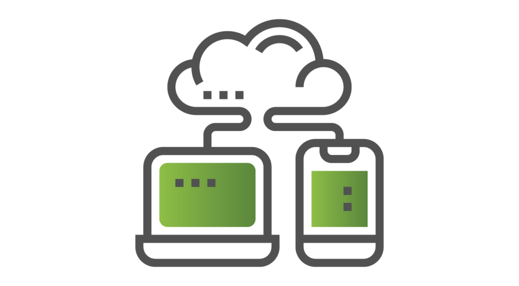 Apparatuur verbonden met cloud icon